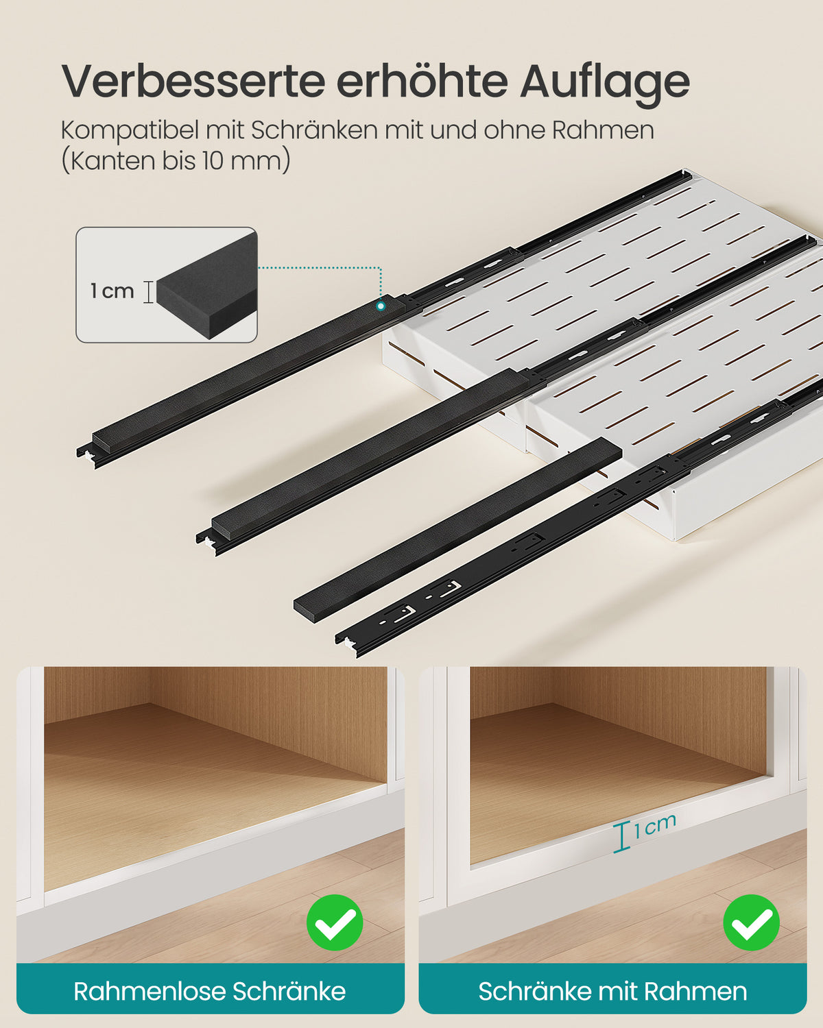 Uittrekbare Kastlades – Set van 2 – In Breedte Verstelbaar 30-51,5 cm – 53,4 cm Diep – Matwit