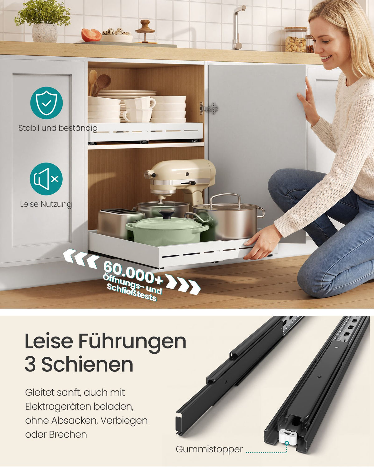 Uittrekbare Kastlades – Set van 2 – In Breedte Verstelbaar 30-51,5 cm – 53,4 cm Diep – Matwit