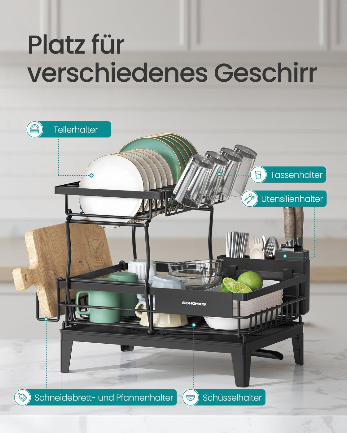 Afdruiprek 2 niveaus - Ruime capaciteit - Keuken organizer