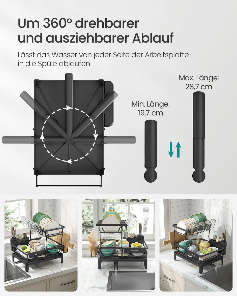 Afdruiprek 2 niveaus - Ruime capaciteit - Keuken organizer