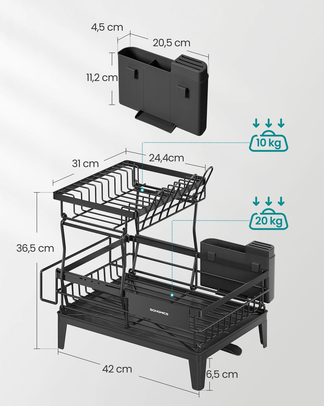 Afdruiprek 2 niveaus - Ruime capaciteit - Keuken organizer