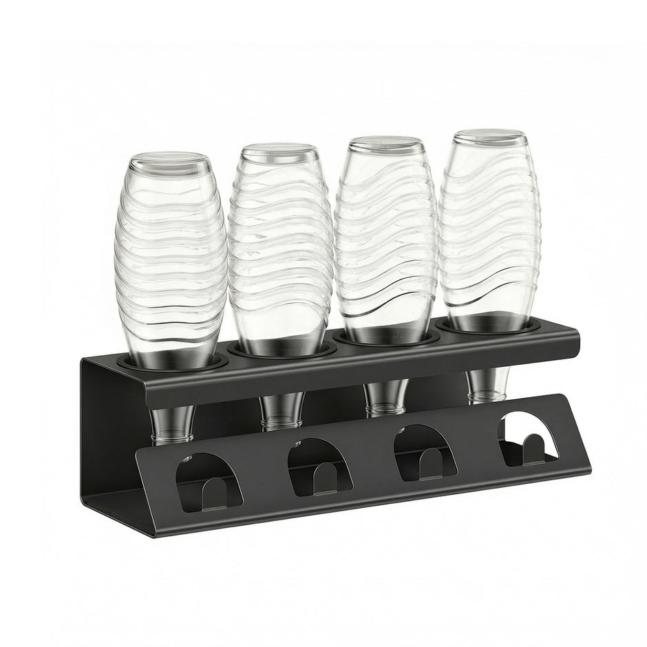 Flessenhouder - 13,7 x 40 x 11,7 cm - Staal en PP-kunststof - Zwart - Maximaal draagvermogen 5 kg