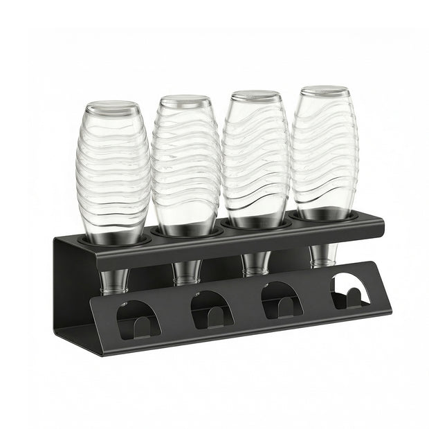 Flessenhouder - 13,7 x 40 x 11,7 cm - Staal en PP-kunststof - Zwart - Maximaal draagvermogen 5 kg
