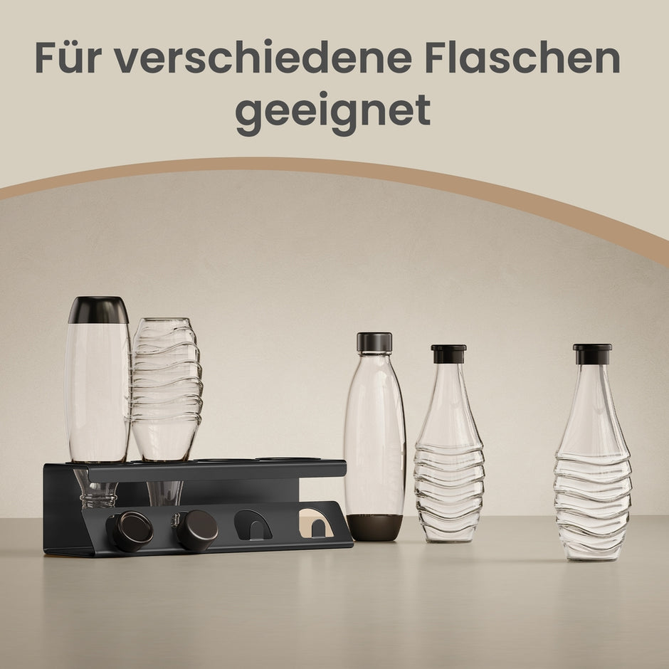 Flessenhouder - 13,7 x 40 x 11,7 cm - Staal en PP-kunststof - Zwart - Maximaal draagvermogen 5 kg
