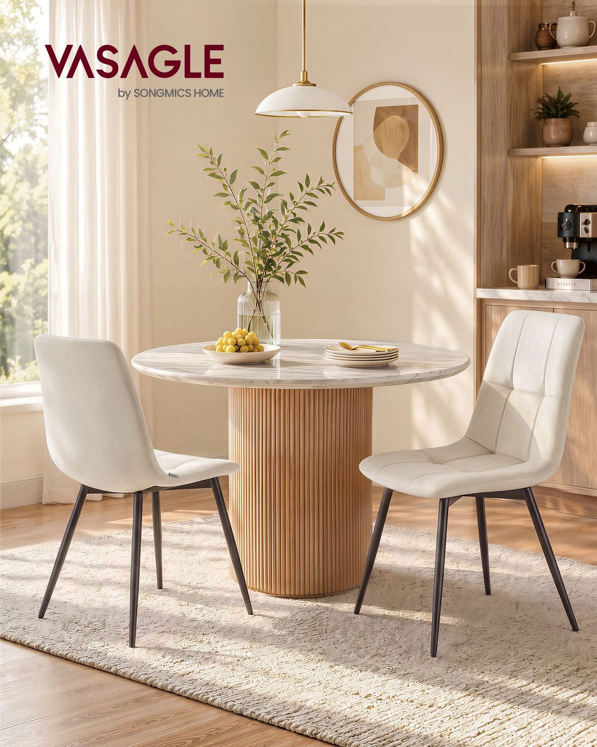 Eetkamerstoelen – Set van 2 – Fluweel – Metalen Poten – Greige