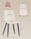 Eetkamerstoelen – Set van 2 – Fluweel – Metalen Poten – Greige