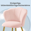 Eetkamerstoel - Bloemvormige Rugleuning - Fluweel - Stalen Poten - Roze