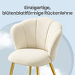 Eetkamerstoel - Bloemvormige Rugleuning - Fluweel - Stalen Poten - Crèmewit
