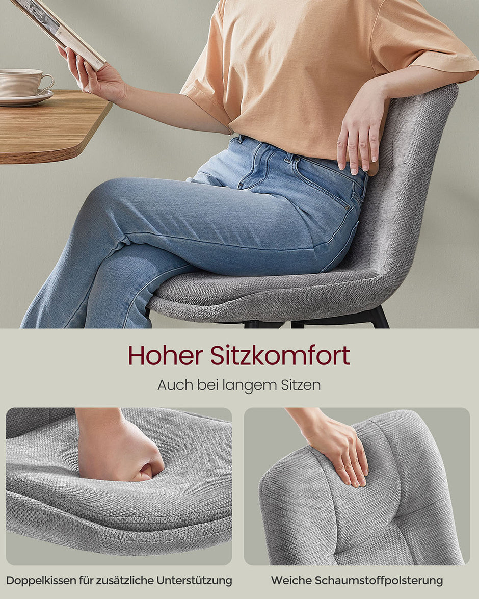 Esszimmerstuhl 2 Stück - Doppelkissen - Taube grau - Set