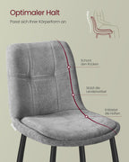 Esszimmerstuhl 2 Stück - Doppelkissen - Taube grau - Set