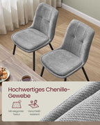 Esszimmerstuhl 2 Stück - Doppelkissen - Taube grau - Set