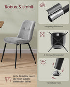 Esszimmerstuhl 2 Stück - Doppelkissen - Taube grau - Set