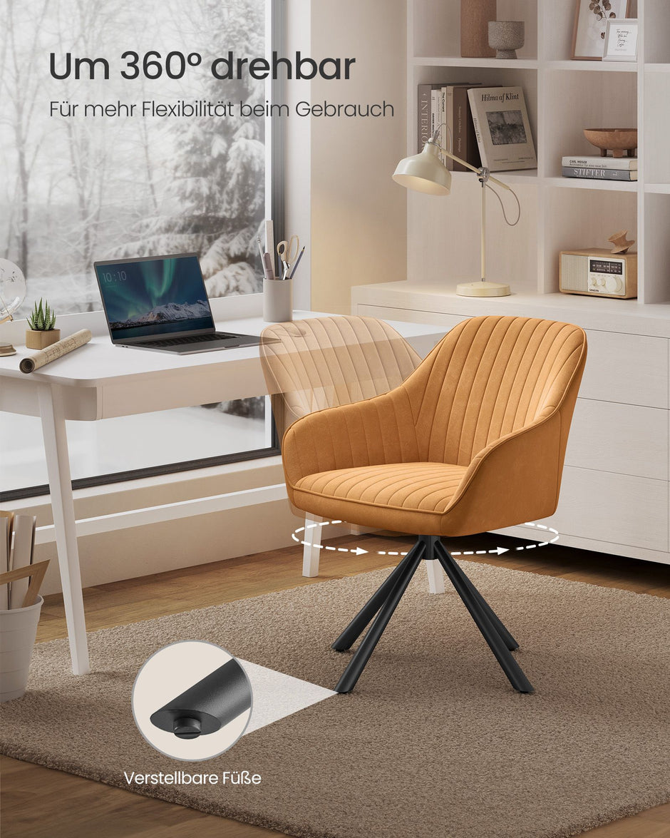 Speisesaal Stuhl-Armlehnen, Karamellbraun Tinte schwarz