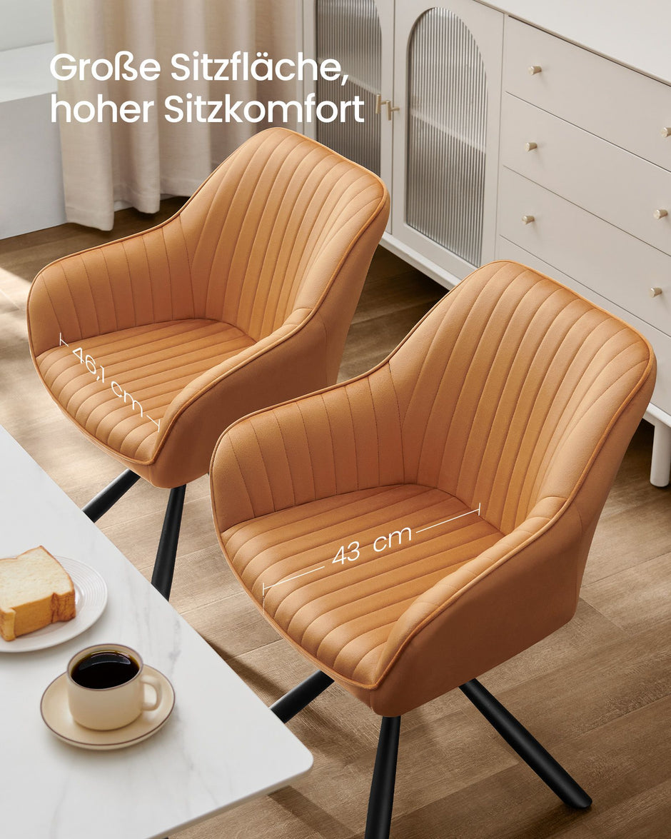 Speisesaal Stuhl-Armlehnen, Karamellbraun Tinte schwarz