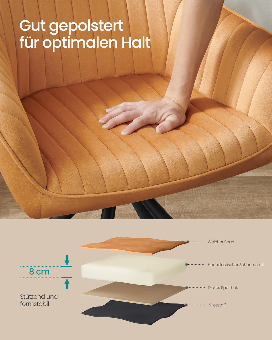 Speisesaal Stuhl-Armlehnen, Karamellbraun Tinte schwarz