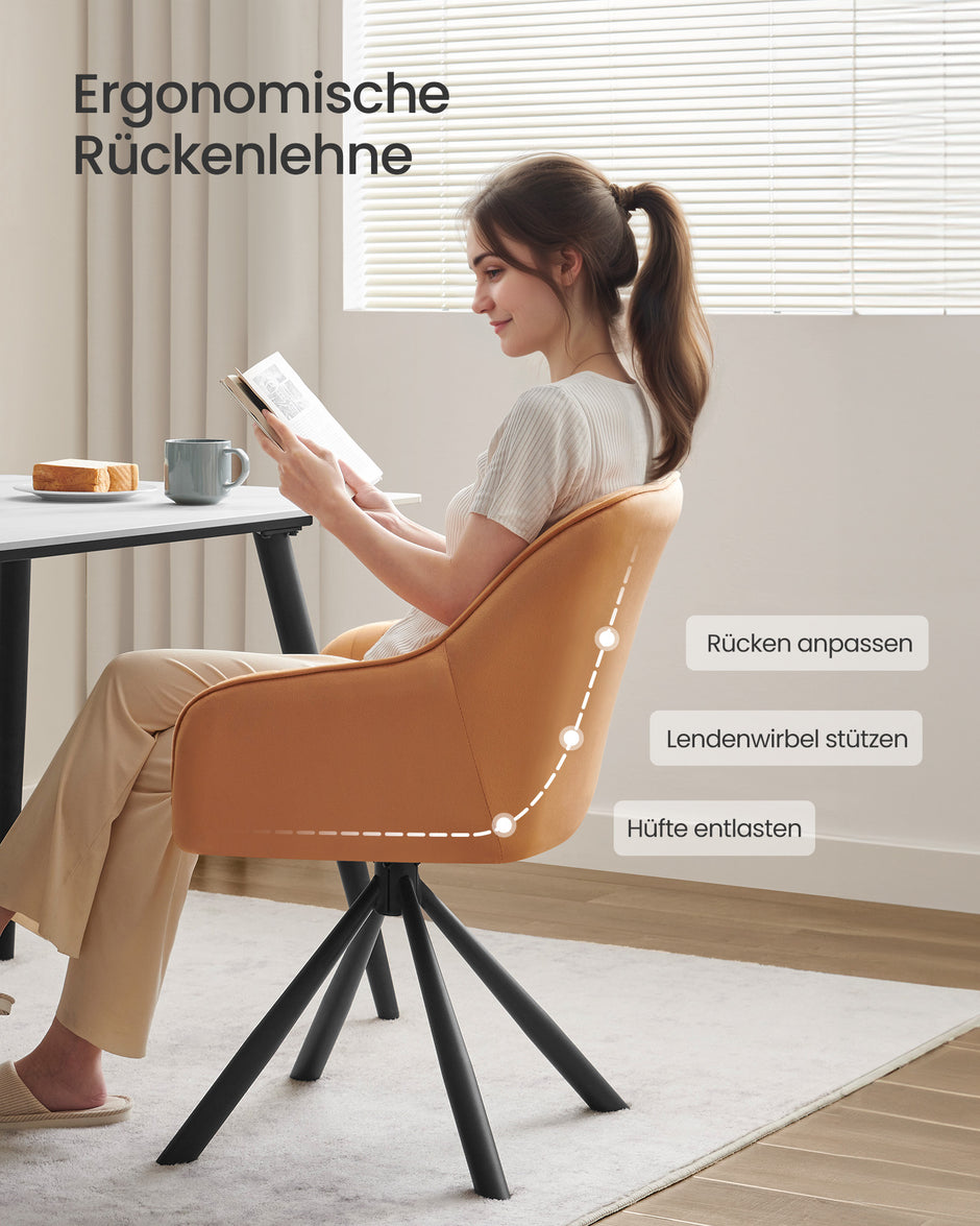 Speisesaal Stuhl-Armlehnen, Karamellbraun Tinte schwarz