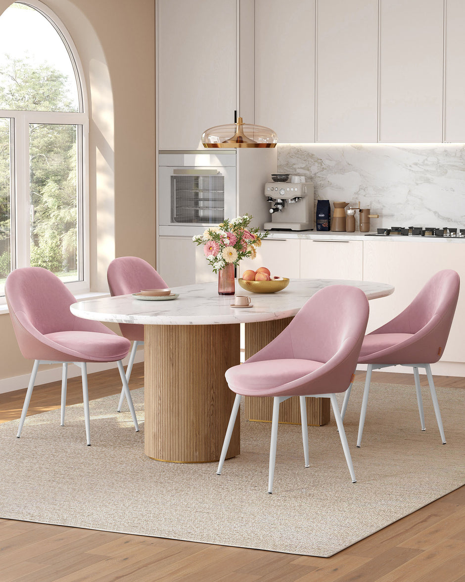 Esszimmerstuhl Set von 2 mit Kissen Pastellrosa und Wolke weiß