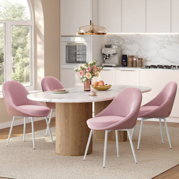 Esszimmerstuhl Set von 2 mit Kissen Pastellrosa und Wolke weiß