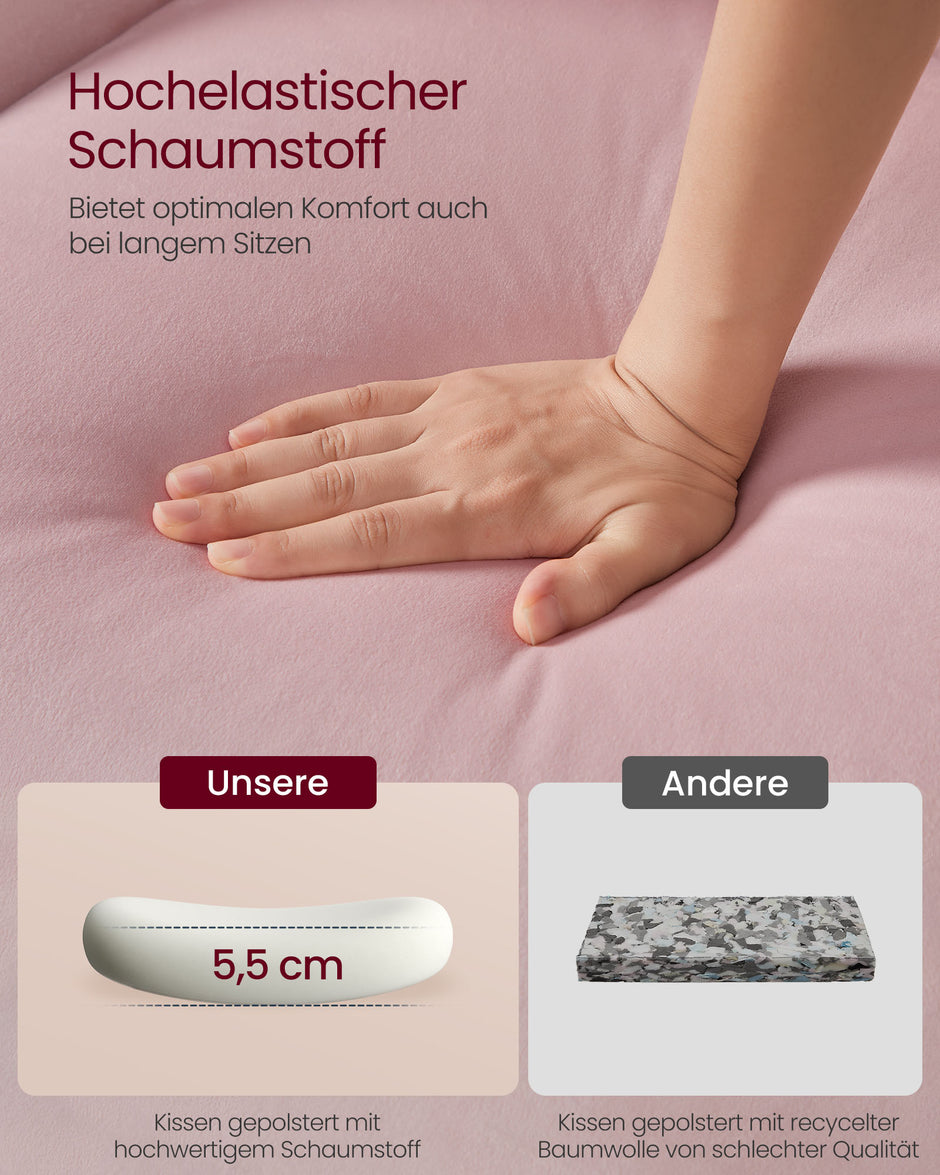 Esszimmerstuhl Set von 2 mit Kissen Pastellrosa und Wolke weiß