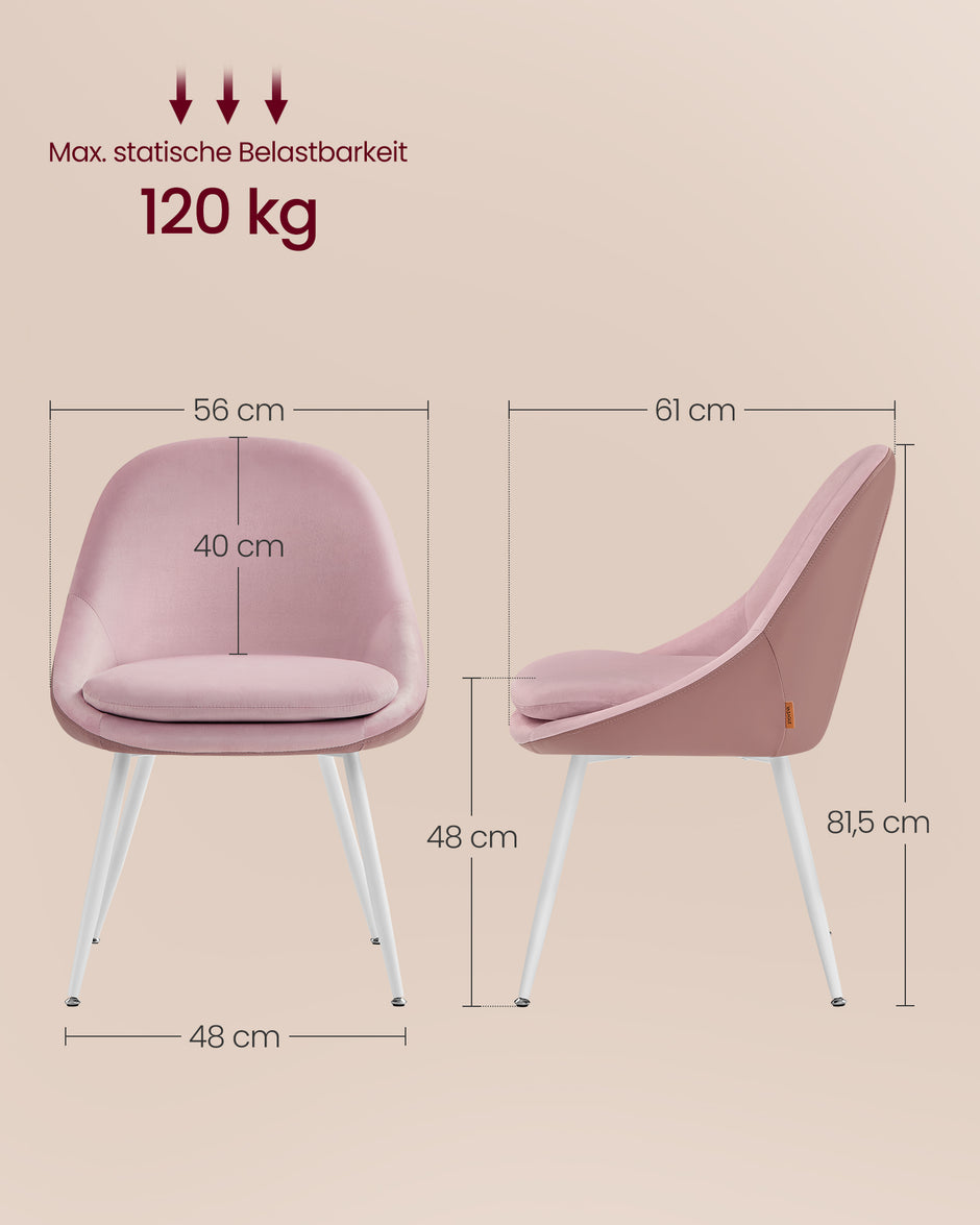 Esszimmerstuhl Set von 2 mit Kissen Pastellrosa und Wolke weiß