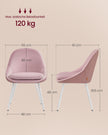 Esszimmerstuhl Set von 2 mit Kissen Pastellrosa und Wolke weiß