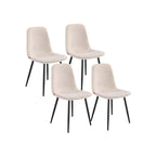 Speisesaalstab Set von 4 aus Chenillestof Crèmewit