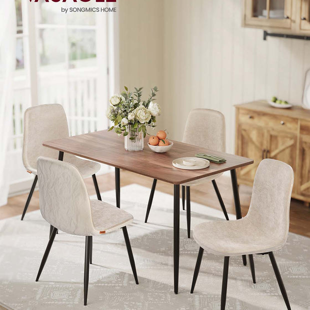 Speisesaalstab Set von 4 aus Chenillestof Crèmewit