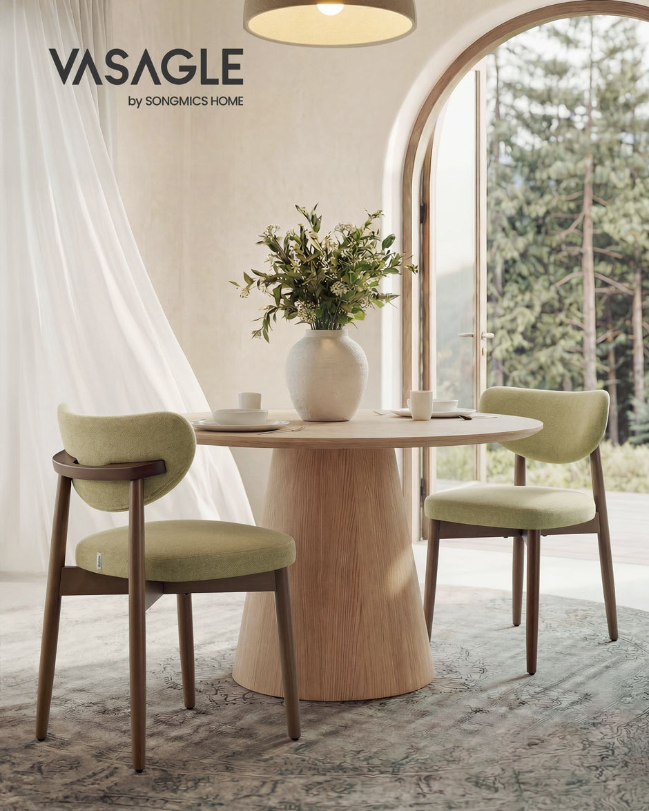 Eetkamerstoel - 2-Delige Set met Massief Houten Poten - Olijfgroen - 50 x 51 x 82 cm
