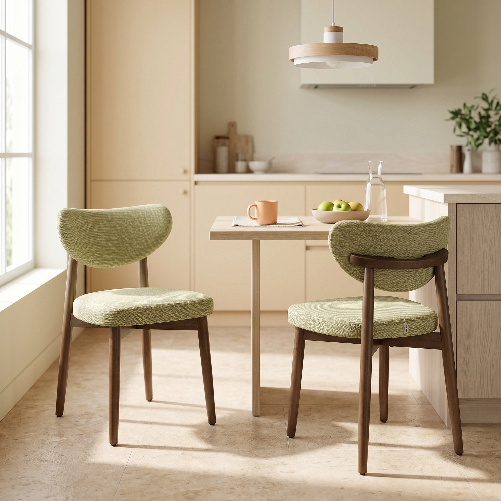Eetkamerstoelen - Set van 2 - Ergonomische Rugleuning - Massief Hout - Groen
