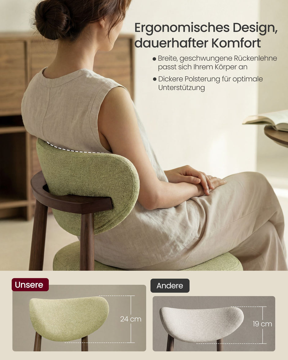 Eetkamerstoel - 2-Delige Set met Massief Houten Poten - Olijfgroen - 50 x 51 x 82 cm