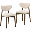 Eetkamerstoelen - Set van 2 - Ergonomische Rugleuning - Massief Hout - Beige