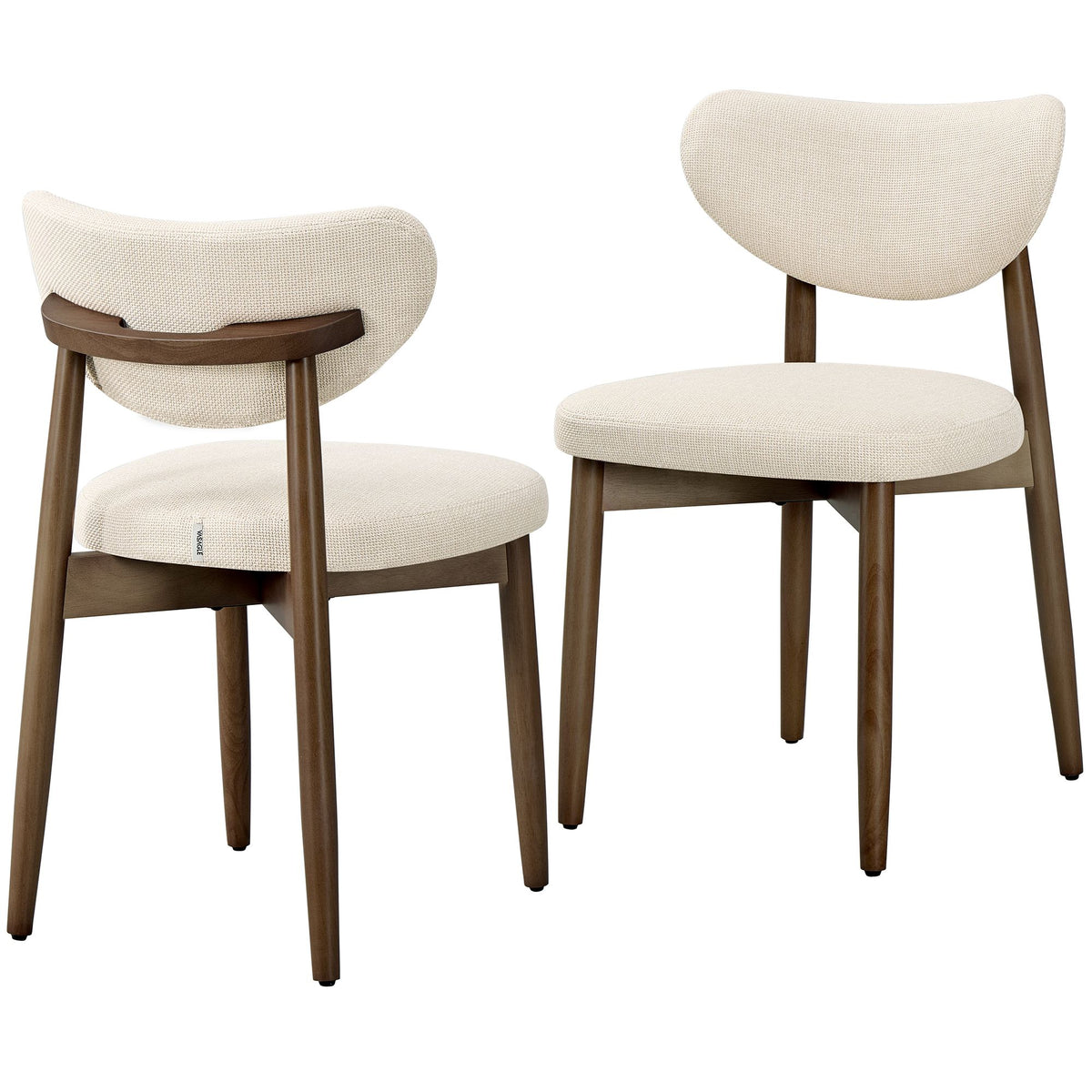 Eetkamerstoel - 2-Delige Set met Massief Houten Poten - Cappuccinobeige - 51 x 50 x 82 cm