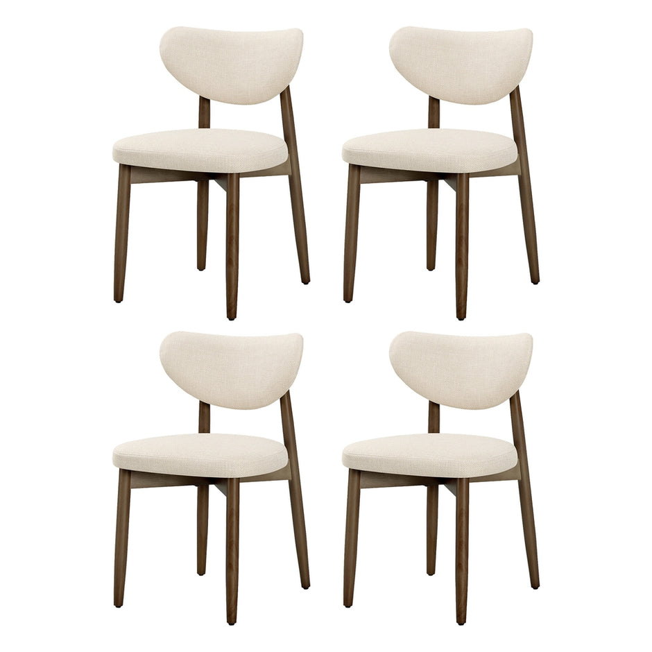 Eetkamerstoelen - Set van 4 - Ergonomische Rugleuning - Massief Hout - Beige