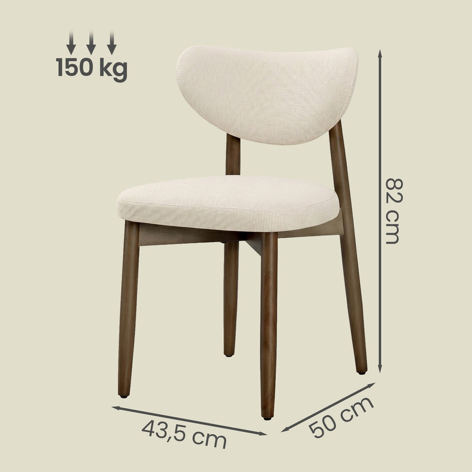 Eetkamerstoelen - Set van 4 - Ergonomische Rugleuning - Massief Hout - Beige