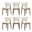 Eetkamerstoelen - Set van 6 - Ergonomische Rugleuning - Massief Hout - Beige