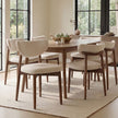Eetkamerstoelen - Set van 6 - Ergonomische Rugleuning - Massief Hout - Beige