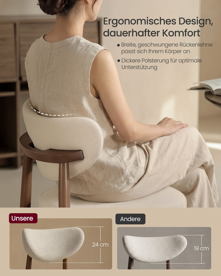 Eetkamerstoel - 2-Delige Set met Massief Houten Poten - Cappuccinobeige - 51 x 50 x 82 cm