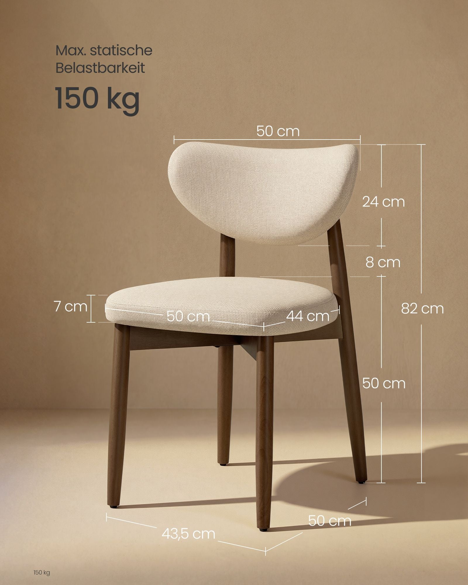Eetkamerstoel - 2-Delige Set met Massief Houten Poten - Cappuccinobeige - 51 x 50 x 82 cm