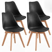 Eetkamerstoelen - Set van 4 - PU-Leer - Beukenhouten Poten - Zwart
