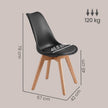 Eetkamerstoelen - Set van 4 - PU-Leer - Beukenhouten Poten - Zwart