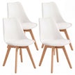 Eetkamerstoelen - Set van 4 - PU-Leer - Beukenhouten Poten - Wit