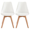 Eetkamerstoel - 2-Delige Set met Massief Houten Poten - Wit, naturel hout - 46,5 x 57 x 79 cm