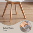 Eetkamerstoel - 2-Delige Set met Massief Houten Poten - Wit, naturel hout - 46,5 x 57 x 79 cm