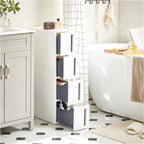 Nisrek - Schmaler Wagen - mit 4 Schubladen - länger - auf Rädern - Weiß