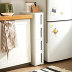 Nisrek - Schmaler Wagen - mit 4 Schubladen - länger - auf Rädern - Weiß