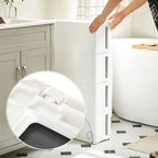 Nisrek - Schmaler Wagen - mit 4 Schubladen - länger - auf Rädern - Weiß