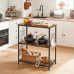 Küchenregal - Standing Rack - Cooking Island - 3 Bretter - 6 haken - Vintage Brown/Schwarz