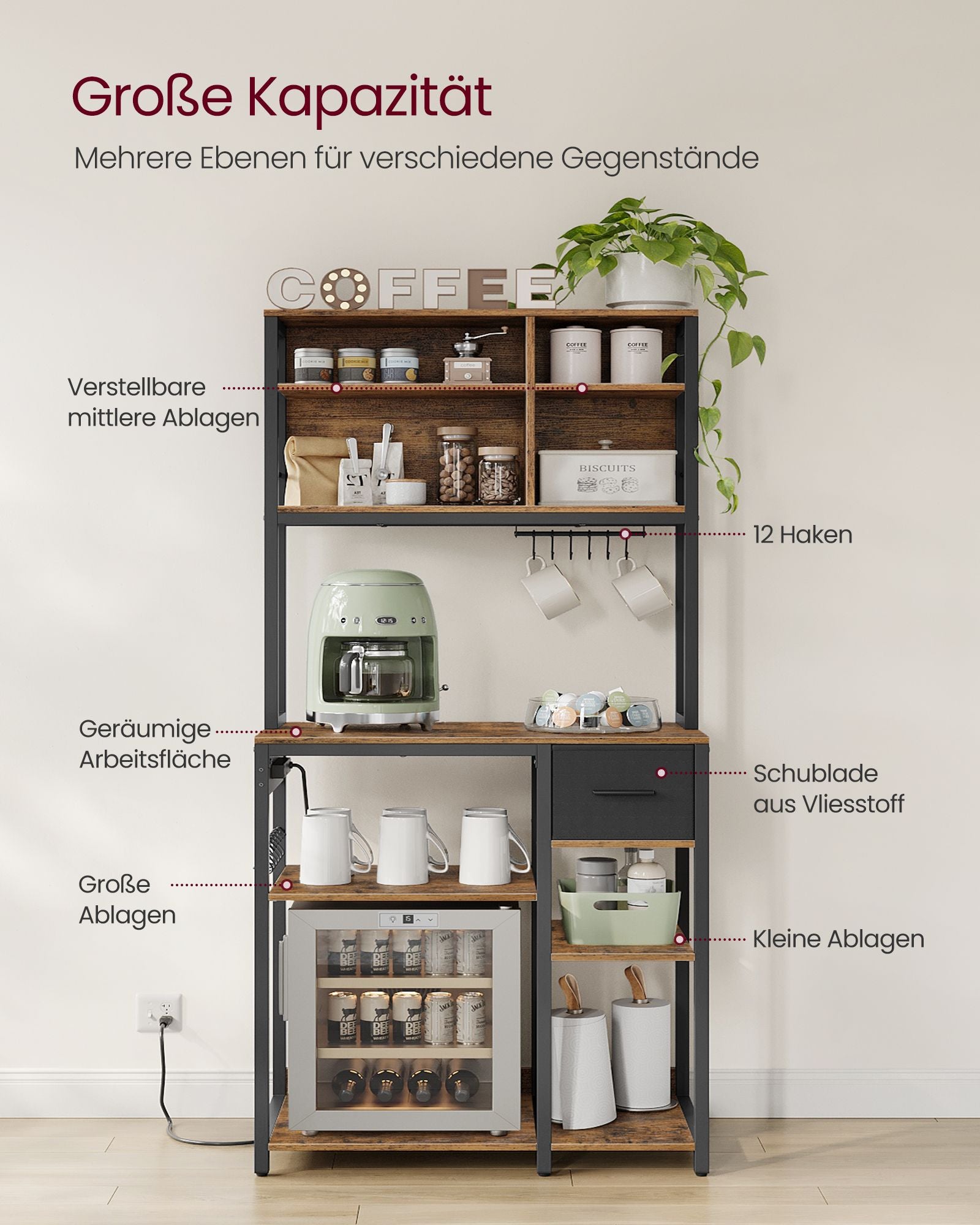 Küchenplanung 40 x 80 x 180,4 cm Vintage Brown-Ink Schwarz