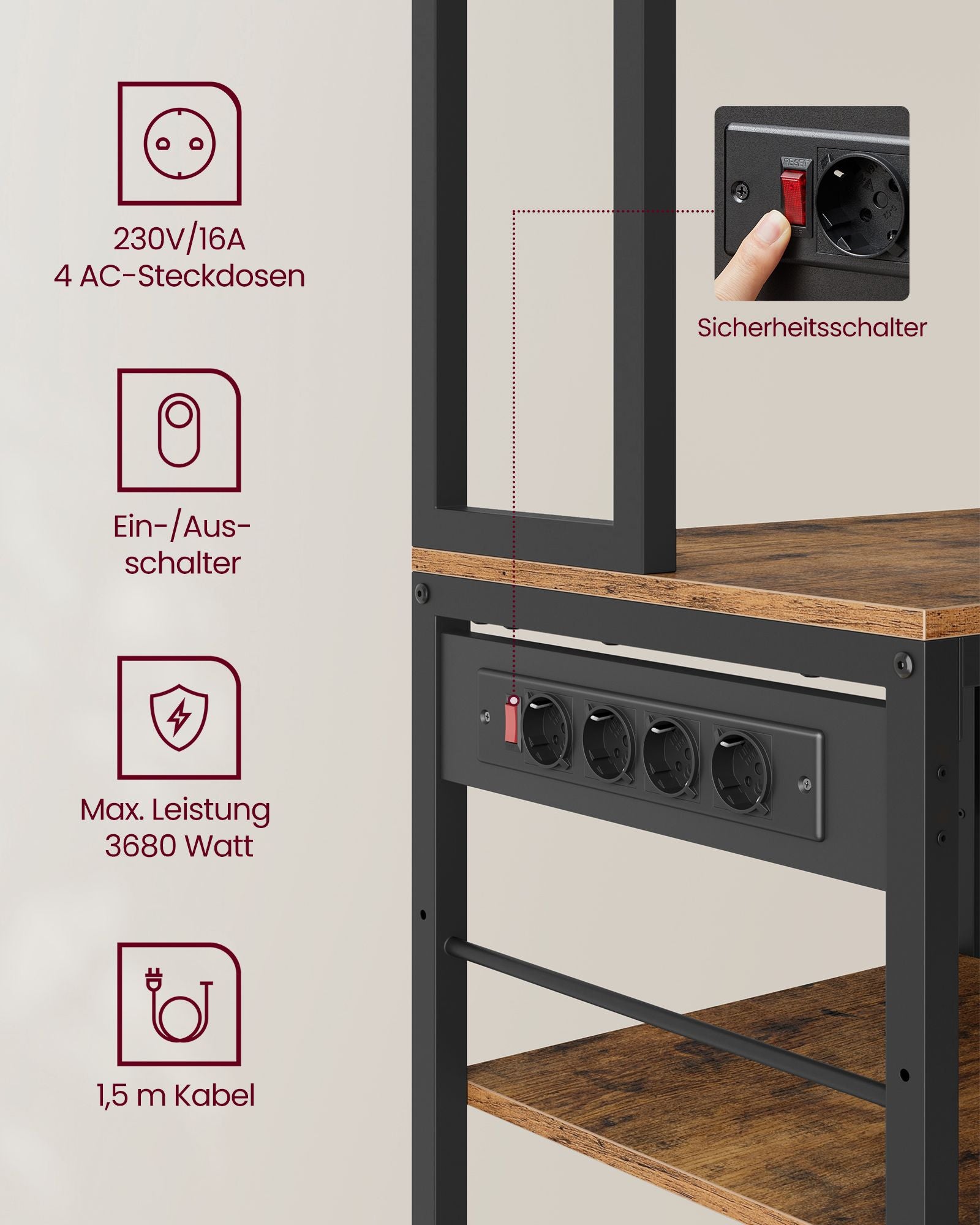 Küchenplanung 40 x 80 x 180,4 cm Vintage Brown-Ink Schwarz
