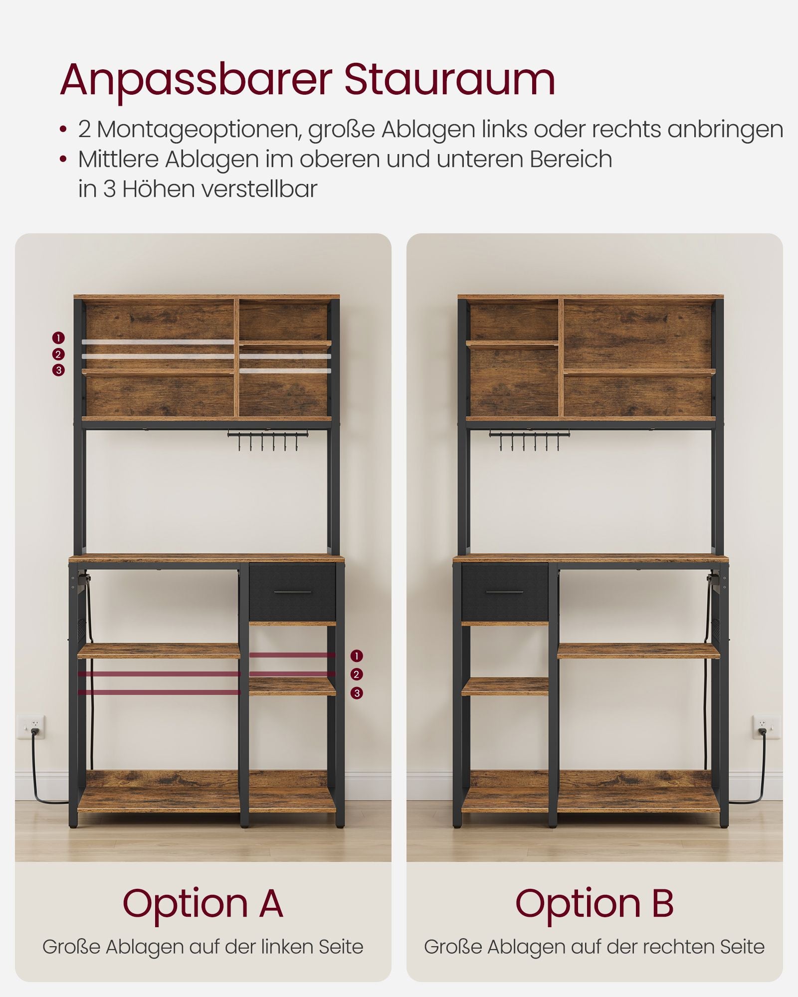 Küchenplanung 40 x 80 x 180,4 cm Vintage Brown-Ink Schwarz